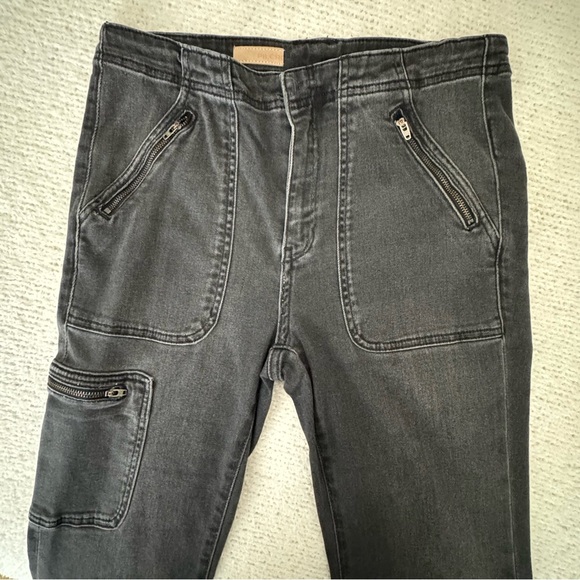 Anthro Pilcro Utility Moto Bootcut Jeans Faded Black Wash 29R - Picture 15 of 15